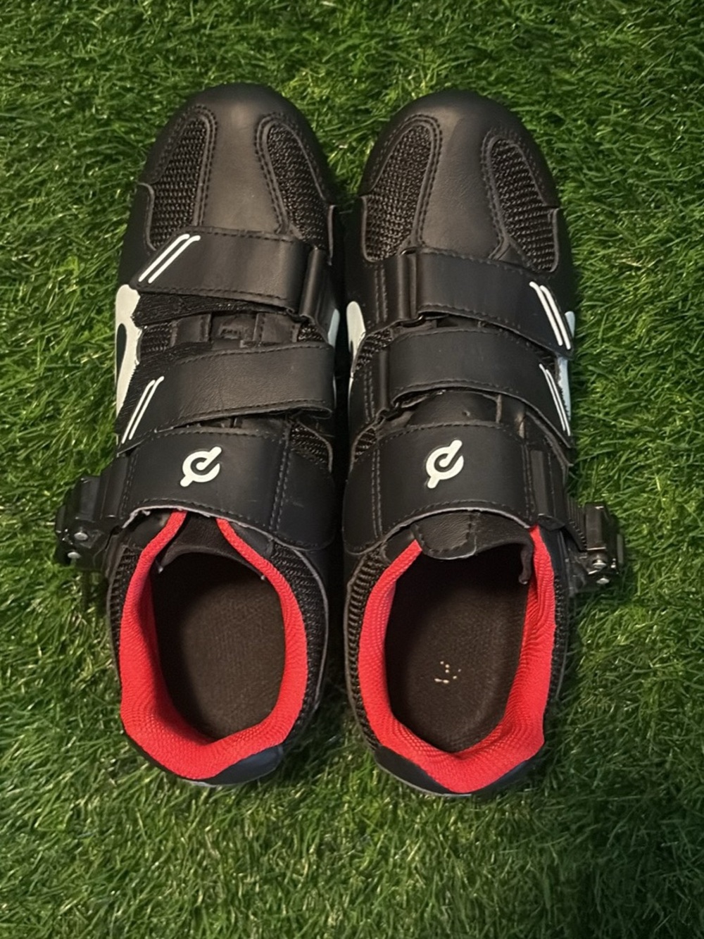 Women's Peloton Black Cycling Shoes with Red Liner - Secure Strap  Size 39